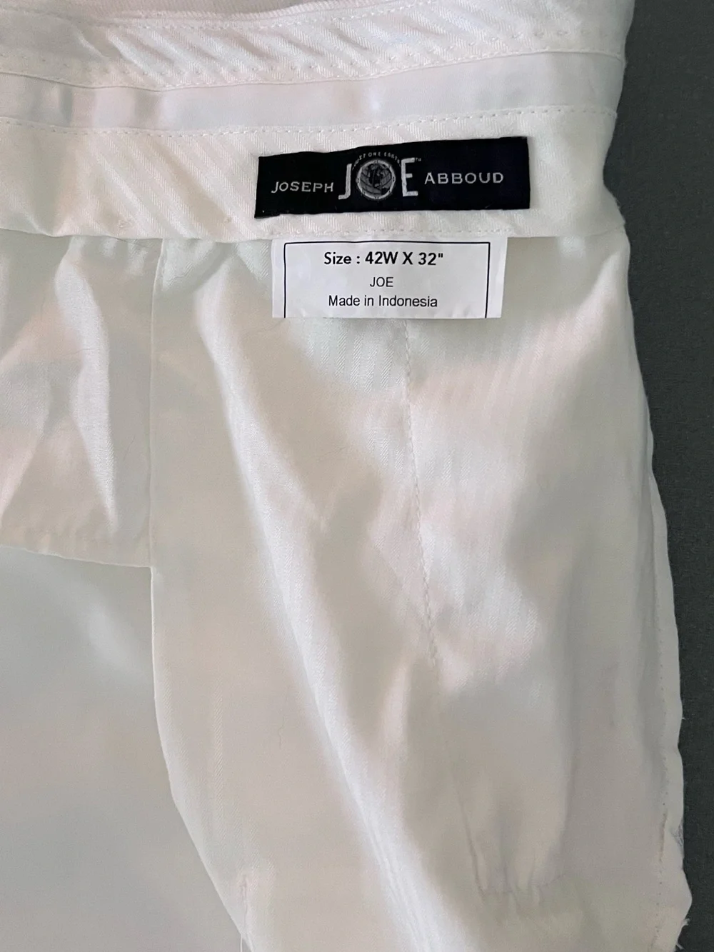 (2) Joseph Abboud Linen-Blend Dress Pants, slim-fit, WHITE & TAN 42x32